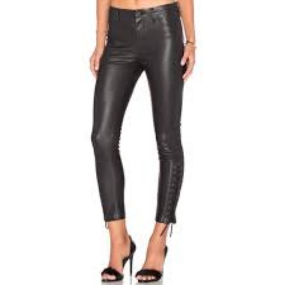 😍BLANK NYC ANKLE LACE UP FAUX LEATHER SKINNY PANTS SIZE 26 - Picture 3 of 10